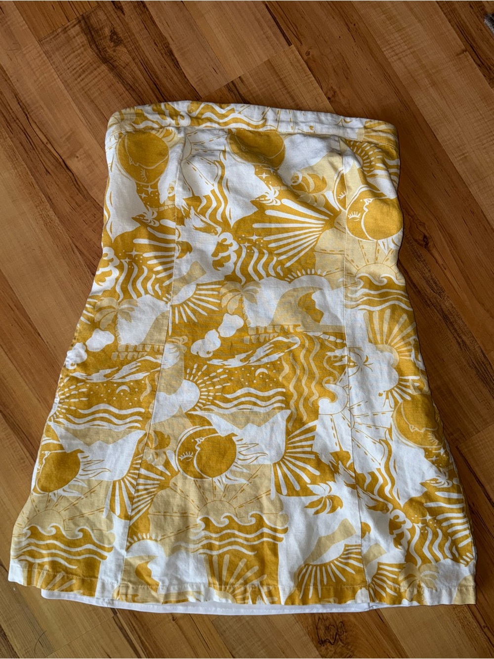 Jessica Simpson Strapless Yellow Print Mini Dress
